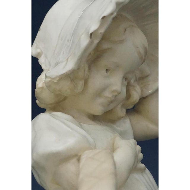 Art Nouveau Ceramic Figurine of Little Girl with Hat and Large Basket by Lefont for Goldscheider, Vienna, Austria, Late 1800s For Sale - Image 12 of 18