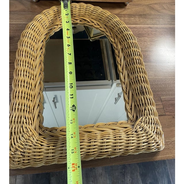 Mid-Century Modern Vintage MCM Wicker Wall Mirror For Sale - Image 3 of 5