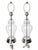 An elegant matched pair of table lamps featuring clear glass bodies with rounded shoulders, gently cinched waists, and...