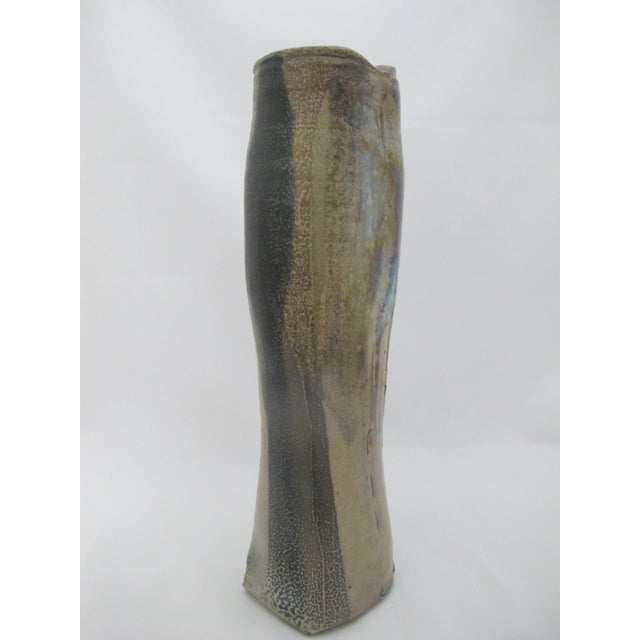 Brown Sandra Johnstone Abstract Salt Glazed Stoneware Pottery Vessel 16 1/4" Vase For Sale - Image 8 of 14