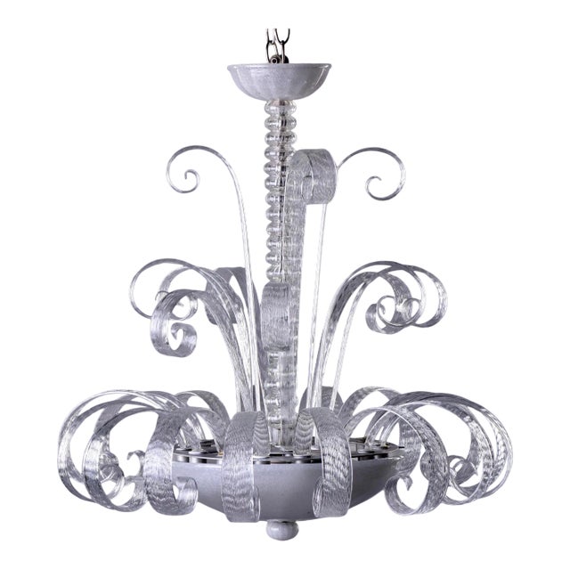 Fancy Murano Glass Art Deco Chandelier For Sale