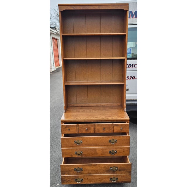 Ethan Allen Mid-Century Ethan Allen Maple Bookcase Chest of Drawers For Sale - Image 4 of 14