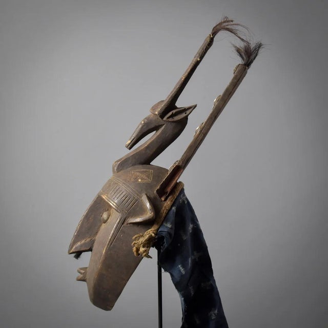 Early 20th Century Early 20th Century Bamana N'tomo Horned Mask Mali For Sale - Image 5 of 13