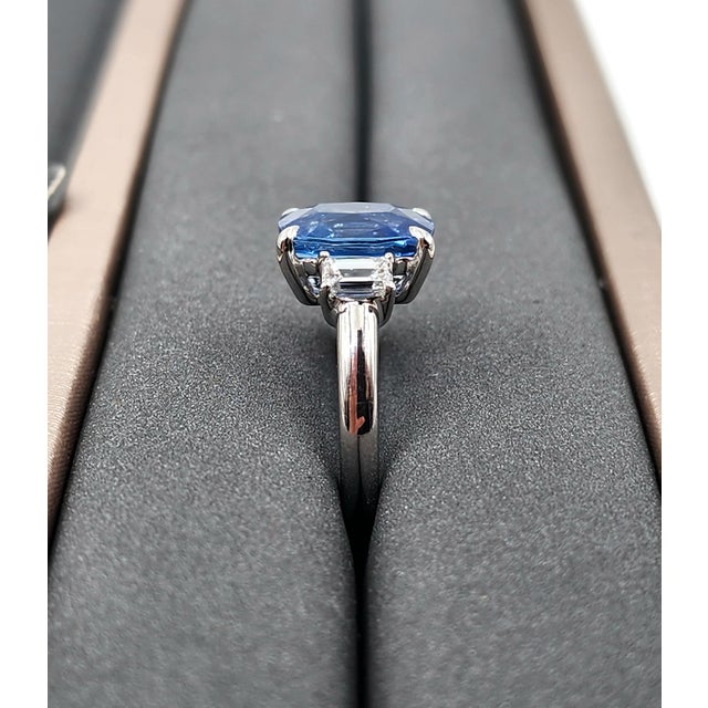 4.36 Ct GRS Certified Sapphire & Diamond Ring, Size 6.5 For Sale In Chicago - Image 6 of 10