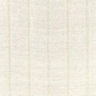 Schumacher Elba Linen Stripe Sheer Fabric in Ivory / Oat For Sale