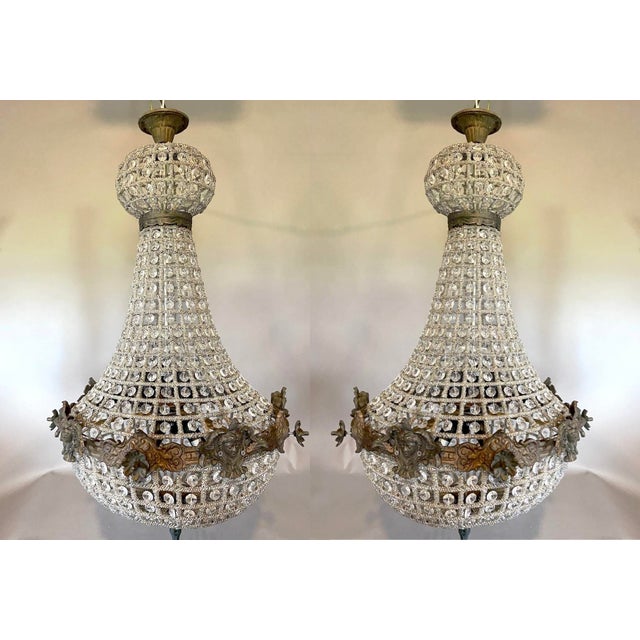 Charcoal 1970s French Louis XVI Charcoal Bronze Chandeliers 2pc- Pair For Sale - Image 8 of 18