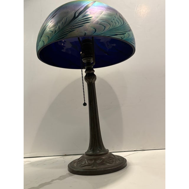 Signed Lundberg Studios Art Glass Lamp For Sale In Savannah - Image 6 of 12