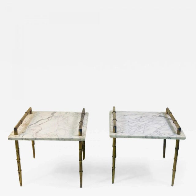 1960s Modern Marble & Brass Bamboo Legs Tables - A Pair For Sale In Philadelphia - Image 6 of 6