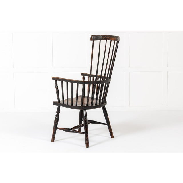 Brown Antique English Ash Comb Back Windsor Chair For Sale - Image 8 of 14