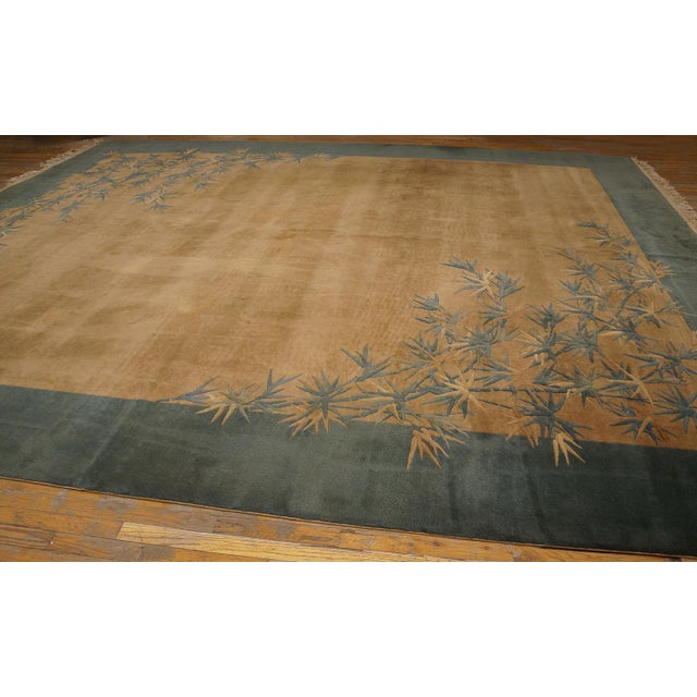Soothing Camel Background With Soft Color Palmettes Pattern Antique Chinese Art Deco Rug For Sale - Image 10 of 12