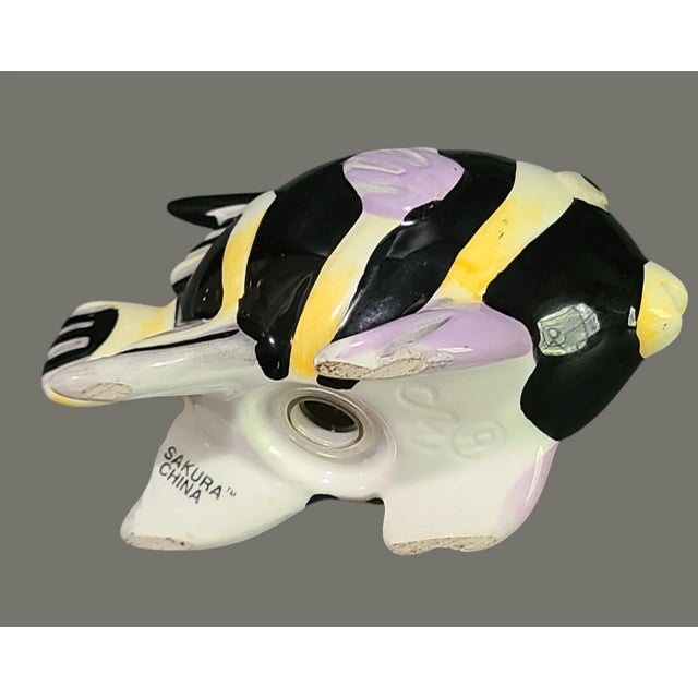 Ceramic Vintage Sakura Hand Painted Colorful Tropical Fish Salt & Pepper Shakers For Sale - Image 7 of 8