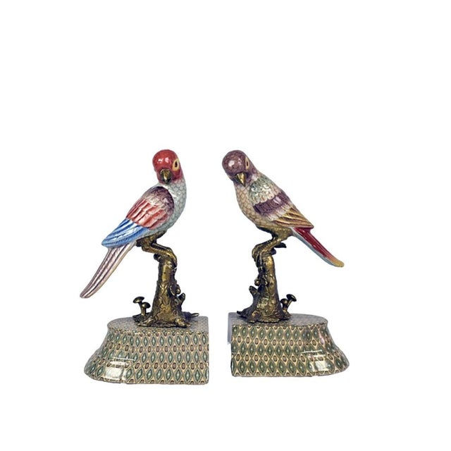 Early 21st Century Bronze Ceramic Reggilibri Parrots from Royal Family, Set of 2 For Sale - Image 5 of 5