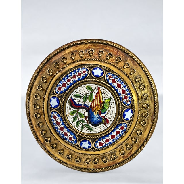 Bronze Victorian Micromosaic Brooch, Brass or 9k Gold, Italy, Circa 1890 For Sale - Image 8 of 8