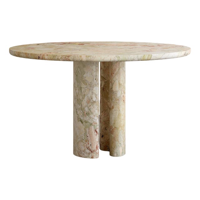 Roman Dining Table II in Verde Breccia Marble by Paloma Editions For Sale