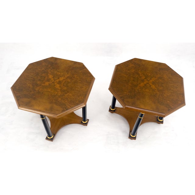 Late 20th Century Pair of Baker Neoclassical Octagon Shape End Side Lamp Tables Stands MINT! For Sale - Image 5 of 12