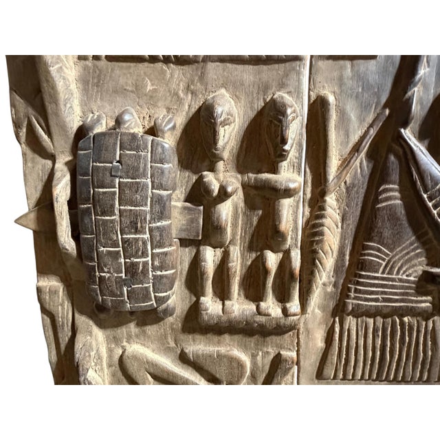 Wood Vintage Dogon Granary Door With Nommo Mali African 73.5" H For Sale - Image 7 of 13