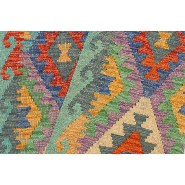 Kilim Rust Blue Hand Woven Rug - 2'9" X 9'7" For Sale In New York - Image 6 of 7