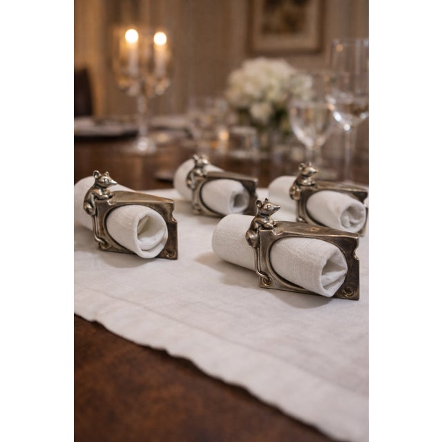 Late 20th Century Set of Four Vintage Italian Napkin Rings With Mouse Motif For Sale - Image 5 of 6