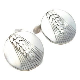 1990s Georg Jensen Estate Cufflinks Sterling Silver, 2 Pieces For Sale
