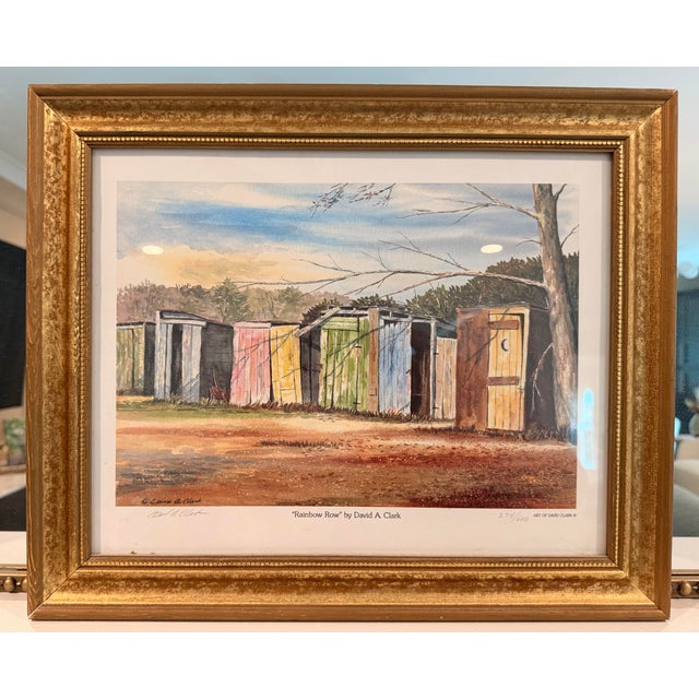 David A. Clark “Rainbow Row” Signed Limited Edition Print 374/600 in Antiqued Gold Frame For Sale - Image 10 of 12
