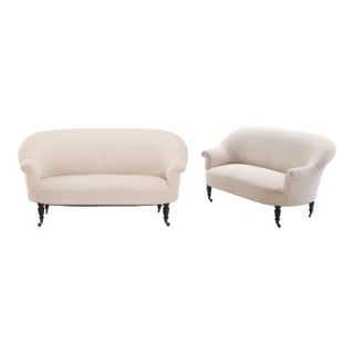A Pair of French Napoleon III Sofas With Continuous Backs, C. 1860. For Sale