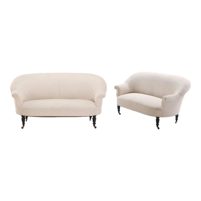 A Pair of French Napoleon III Sofas With Continuous Backs, C. 1860. For Sale