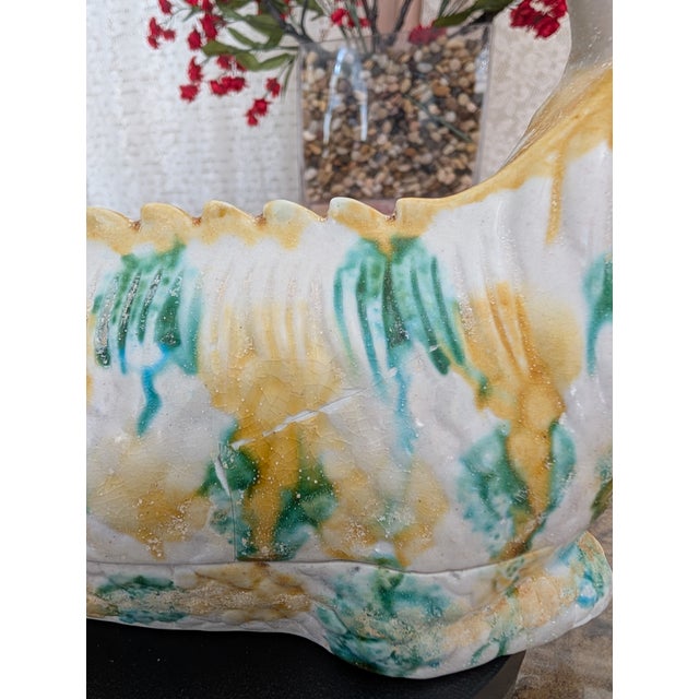 Late 20th Century Vintage Ceramic Dragon Vessel: Asian Mythical Guardian Pottery For Sale - Image 5 of 7