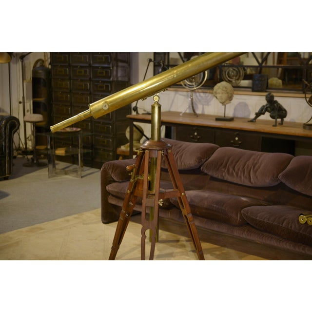Vintage Brass and Wood Astronomical Telescope, 1930s For Sale - Image 10 of 15