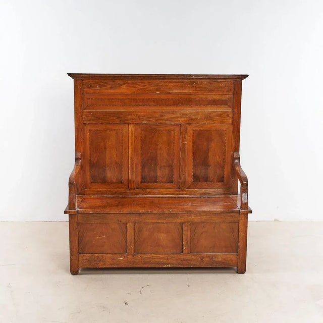 Walnut Bench, Early 1900s For Sale - Image 9 of 9