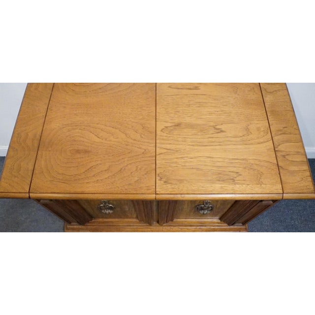 Late 20th Century Stanley Furniture Walnut Italian Mediterranean Style 62" Flip Top Server Buffet For Sale - Image 5 of 18