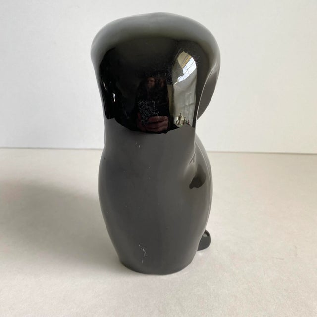 Mid-Century Modern Mid Century Modern 1960s Black Ceramic Owl Statue For Sale - Image 3 of 8