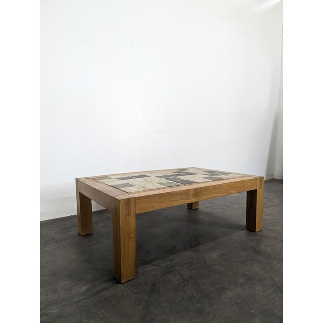 Coffee Table in Elm and Porcelain Stoneware from Maison Regain, in Very Good conditions.