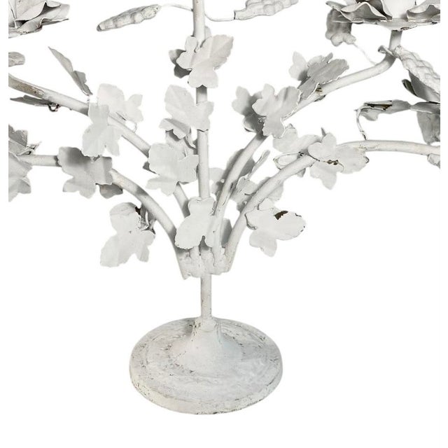 Folk Art Vintage Tole Vine and Grape Motif Five Arm Candelabra For Sale - Image 3 of 4