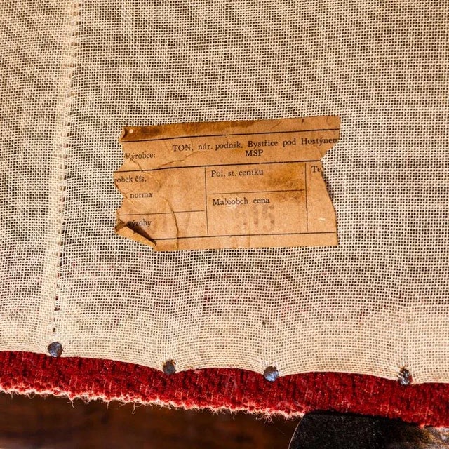 Chevron Slub Jacquard Sprung Seat Armchair by Jaroslav Šmídek, 1950s For Sale - Image 11 of 12