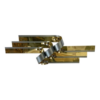 Curtis Jere Postmodern Metal Wall Sculpture | Vintage Brass & Steel Wave Wall Art | Modern Sculptural Decor For Sale