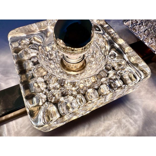 Brutalist Square Murano Glass and Brass Wall Art Sconces by Egon Hillebrand, Germany 1960s, Set of 2 For Sale - Image 15 of 18