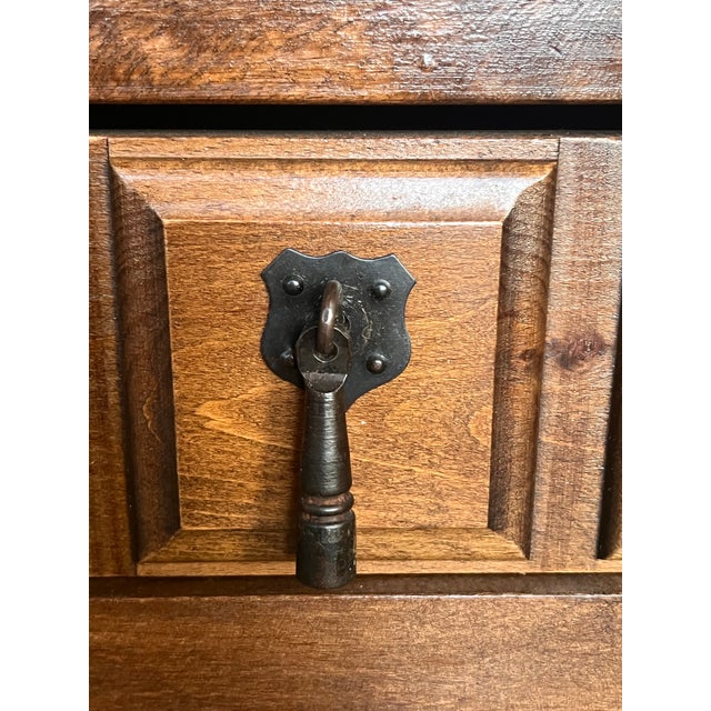 19th Spanish Baroque Carved Walnut Tuscan Two Drawer Credenza or Buffet For Sale - Image 9 of 10