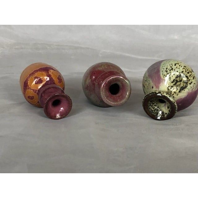 1970s Miniature Art Pottery Vases - Set of 3 For Sale - Image 11 of 13