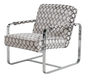 Flat Bar Mid-Century Milo Baughman Style Chrome Lounge Arm Chair Freshly Reupholstered
