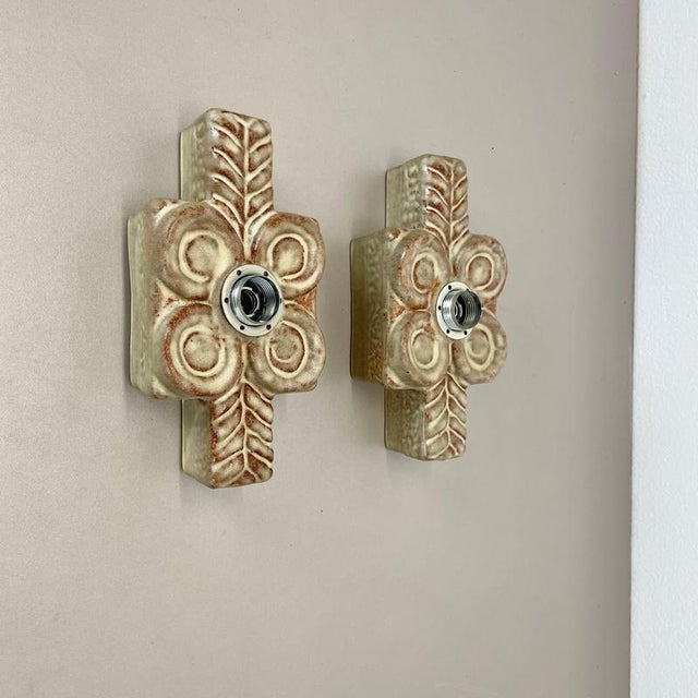 Article: Wall light sconce set of two. Producer: Pan Ceramic, Germany. Origin: Germany. Age: 1970s. : Original 1970s...