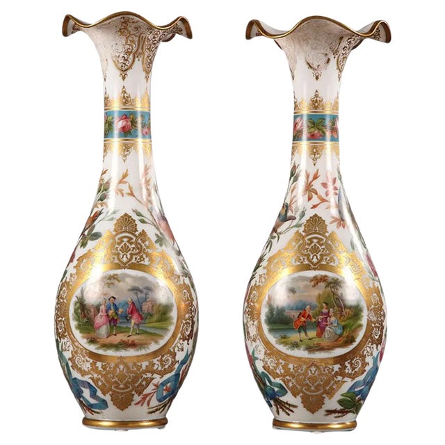 Large Opaline Vases Attributed to Jean François Robert, Set of 2 For Sale