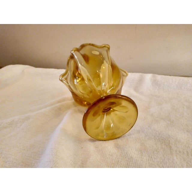 1960s Vintage 1960's Viking Epic "Six Petal" Amber Footed Base 8 1/4" For Sale - Image 5 of 5