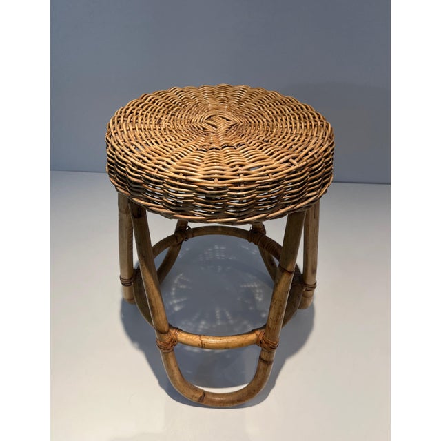 Wood French Rattan Stool, Circa 1950 For Sale - Image 7 of 8