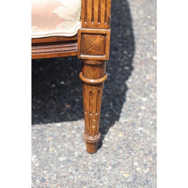 1950s Fine Quality Extra Long Carved Walnut French Louis XVI Settee Sofa 1950s Era For Sale - Image 5 of 15