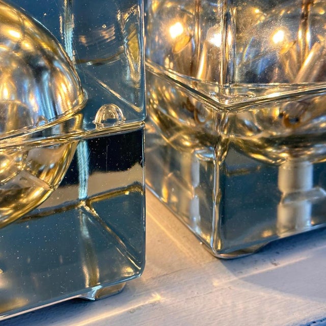 Gold Cubosfera Table Lamps attributed to Alessandro Mendini for Fidenza Vetraria, 1960s, Set of 2 For Sale - Image 8 of 12