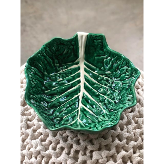Mediterranean Mid 20th Century Secla Green Cabbageware Large Serving Dish For Sale - Image 3 of 9