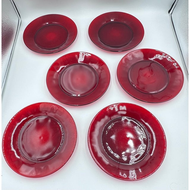 1930's Royal Ruby by Anchor Hocking Salad 7" Plates - 6pc Set For Sale - Image 9 of 9