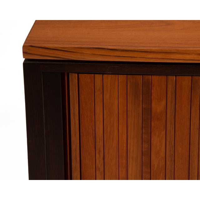 Edward Wormley Dunbar Tambour Door Mahogany Walnut Brass Credenza Cabinet Mid Century Modern For Sale - Image 11 of 12
