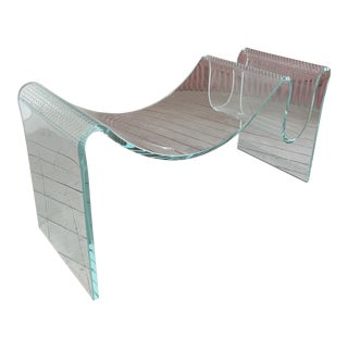 Signed 1980s Vintage Sculptural Glass Table/Bench/Pedestal by Laurel Fyfe For Sale