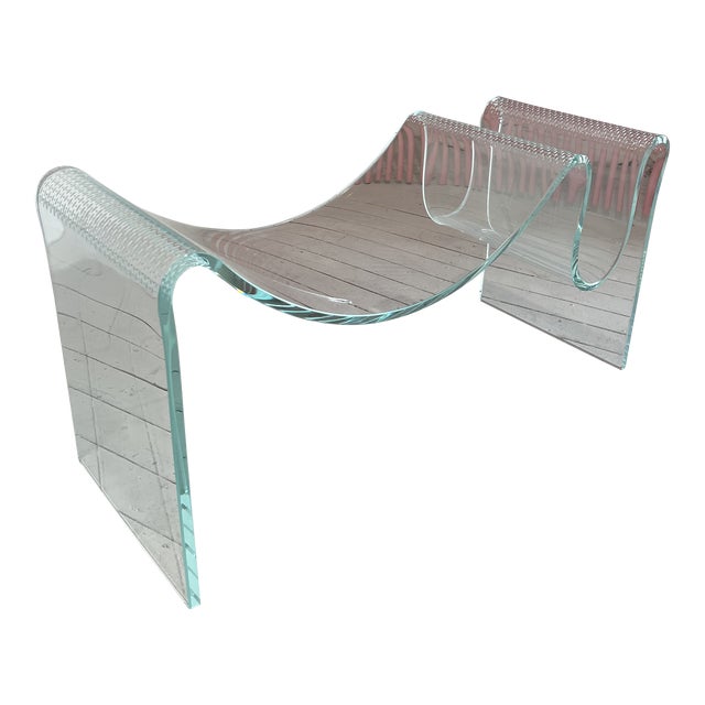 Signed 1980s Vintage Sculptural Glass Table/Bench/Pedestal by Laurel Fyfe For Sale